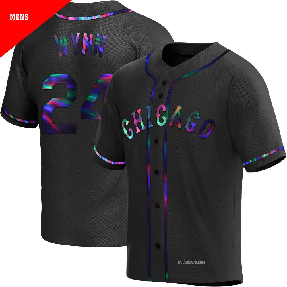 Men's ＃24 Early Wynn Chicago White Sox Black Replica Holographic Alternate Jersey