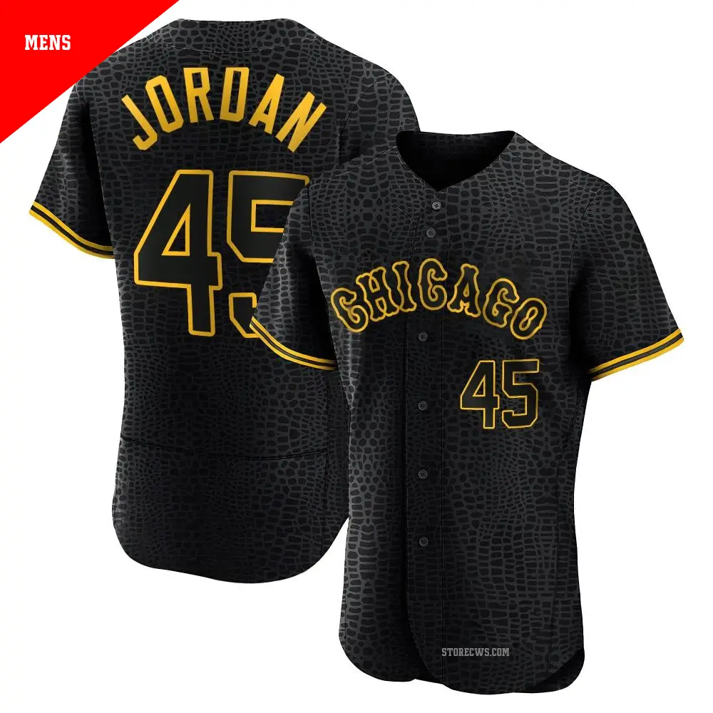 Men's ＃45 Michael Jordan Chicago White Sox Black Authentic Snake Skin City Jersey