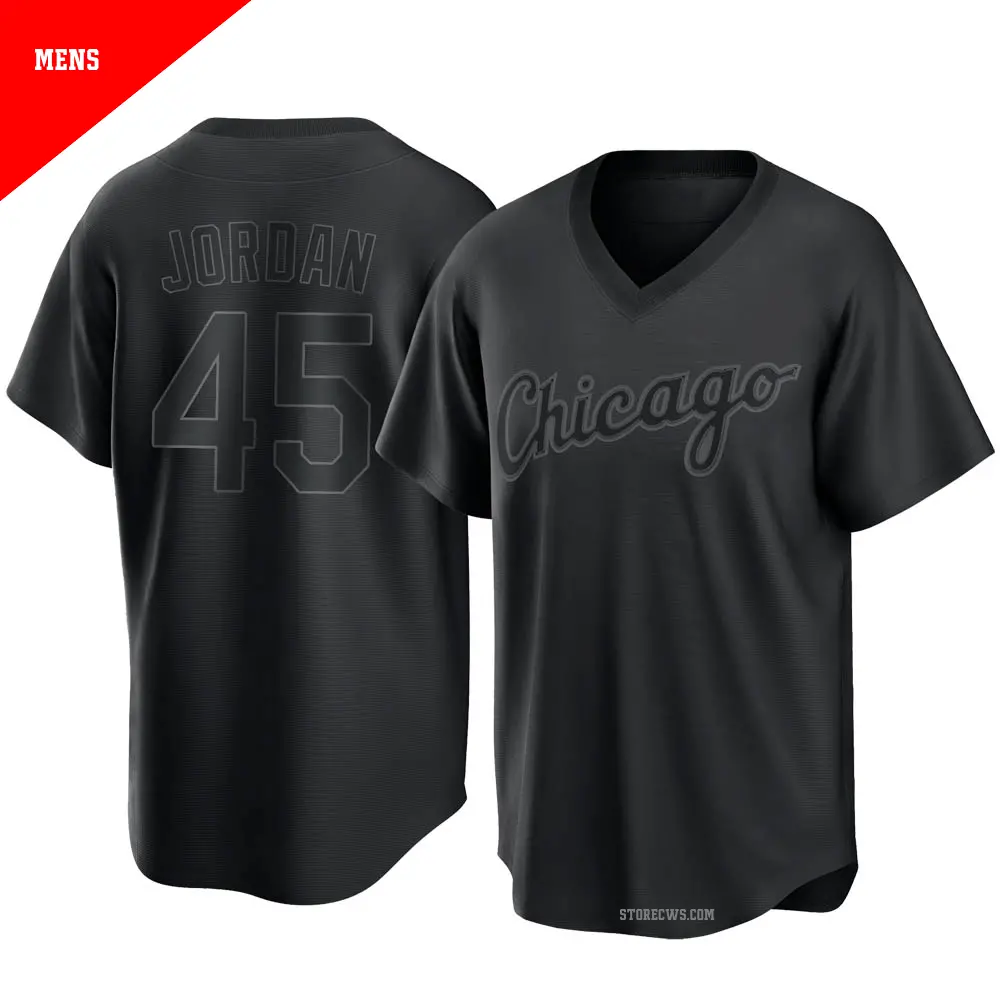 Men's ＃45 Michael Jordan Chicago White Sox Black Replica Pitch Fashion Jersey