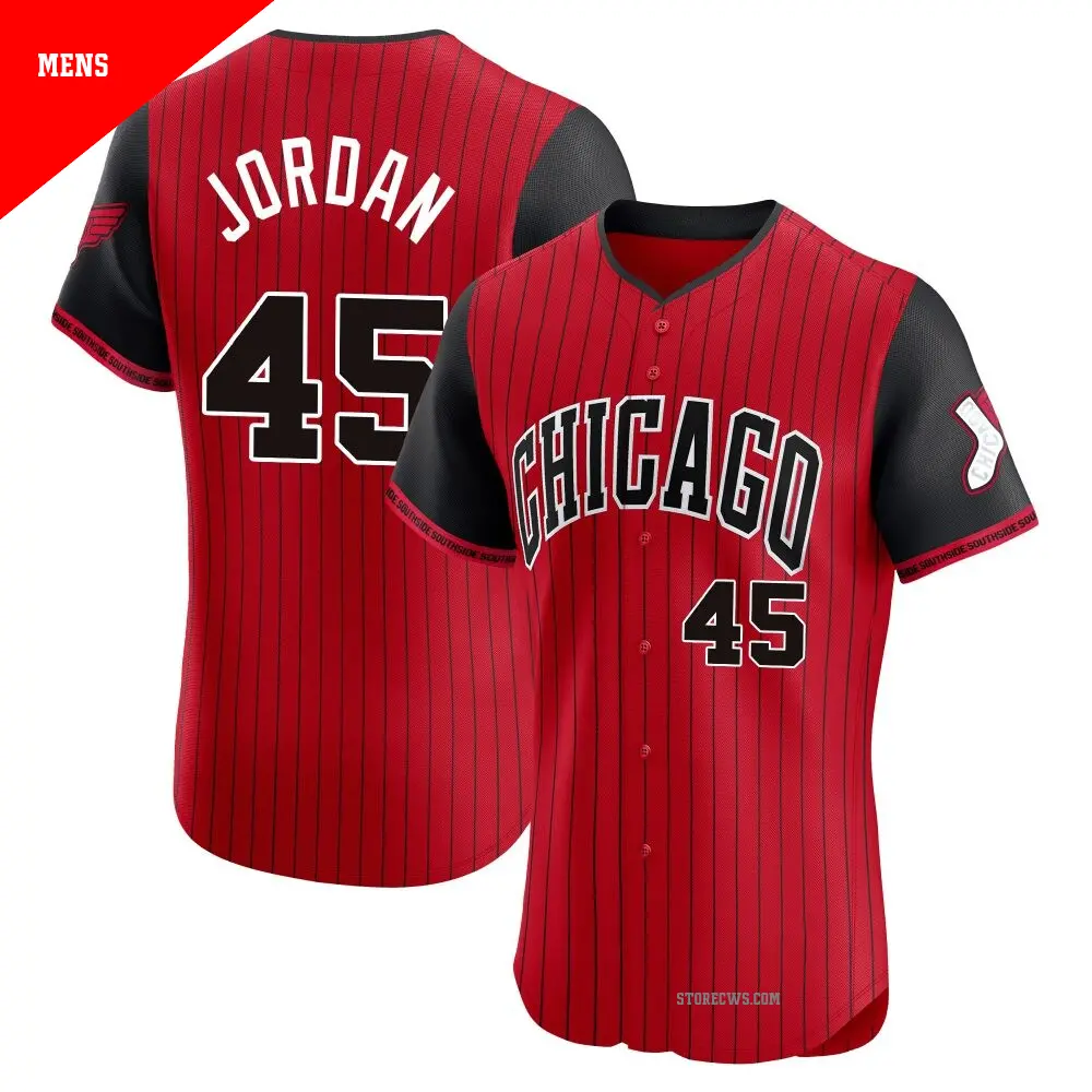 Men's ＃45 Michael Jordan Chicago White Sox Red/Black Elite 2025 City Connect Jersey