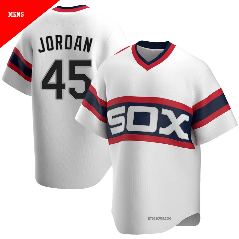 Men's ＃45 Michael Jordan Chicago White Sox White Replica Cooperstown Collection Jersey