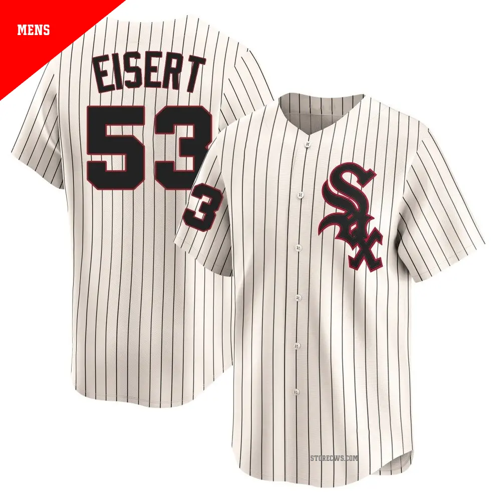 Men's ＃53 Brandon Eisert Chicago White Sox Cream Limited Throwback Cooperstown Jersey
