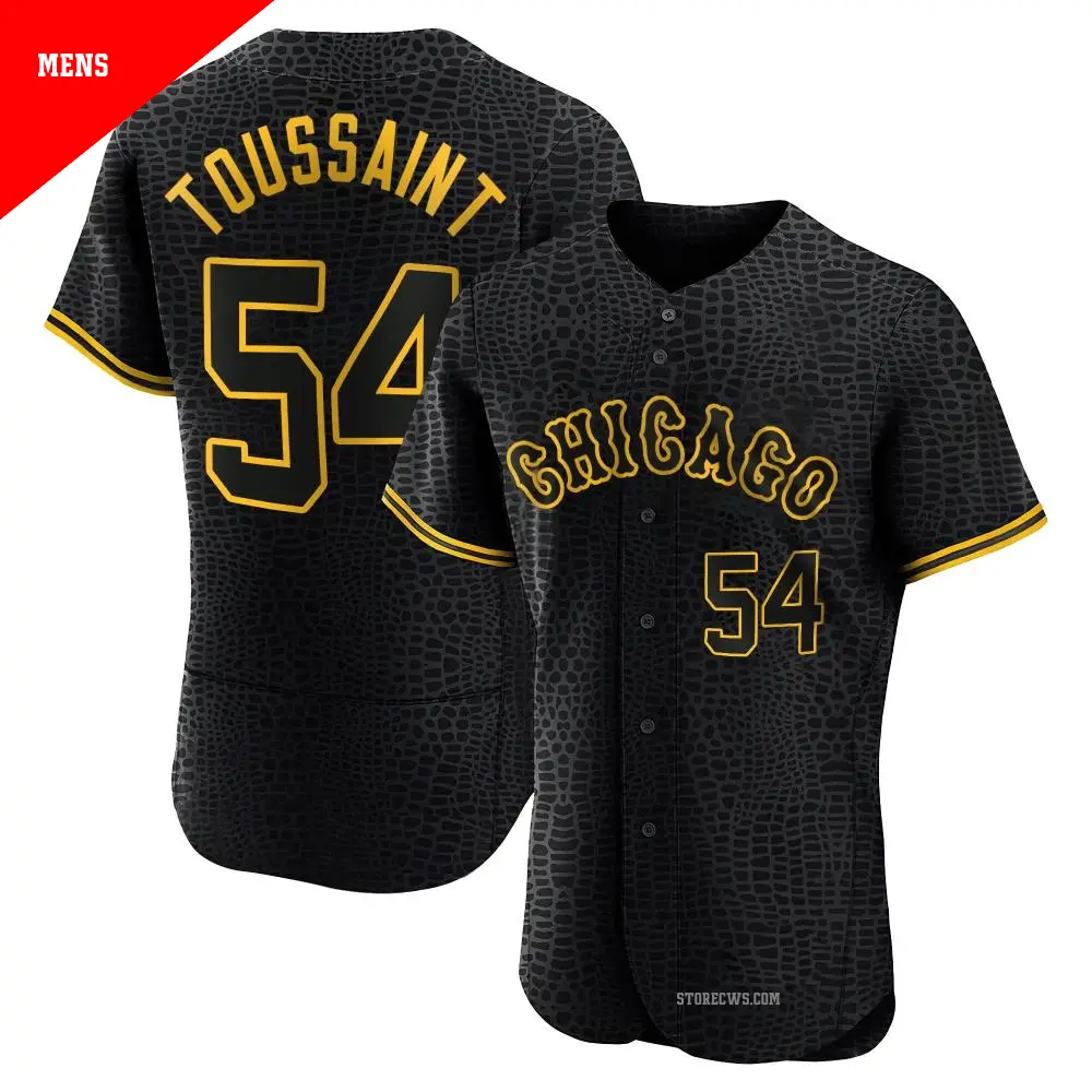 Men's ＃54 Touki Toussaint Chicago White Sox Black Authentic Snake Skin City Jersey