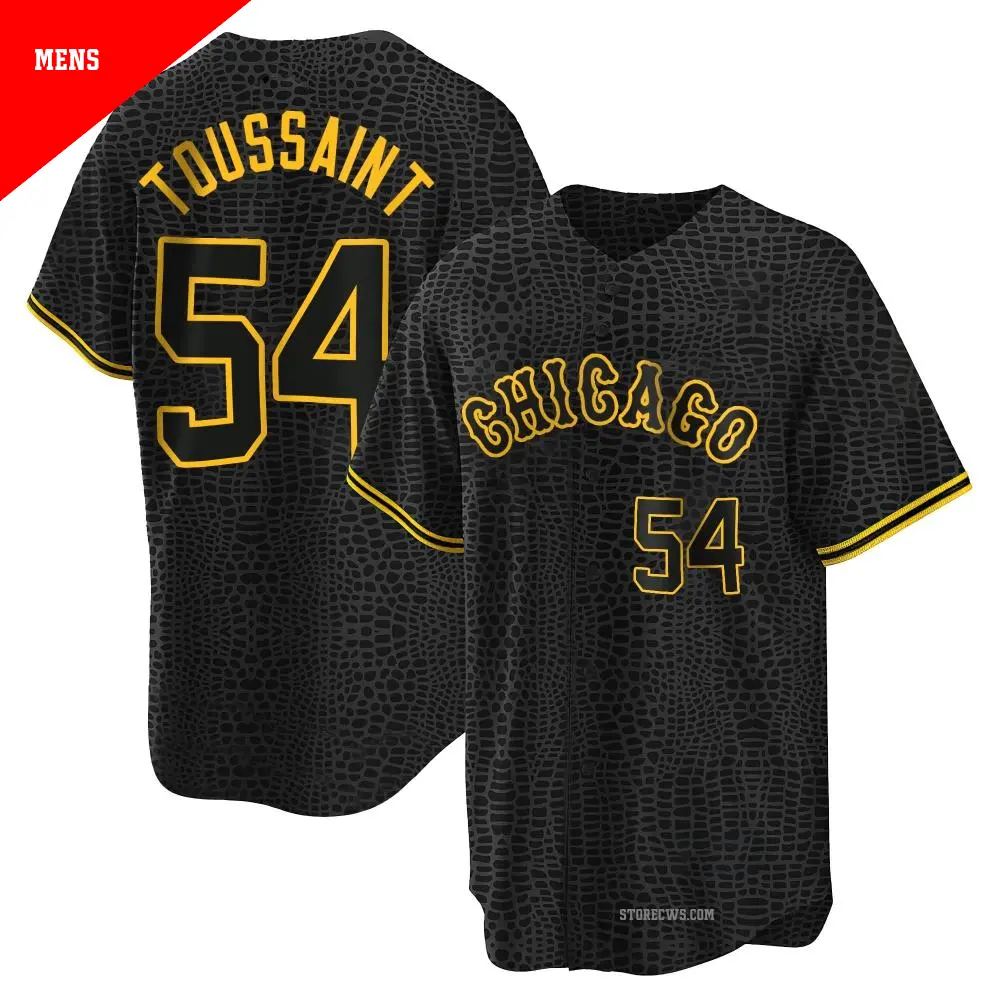 Men's ＃54 Touki Toussaint Chicago White Sox Black Replica Snake Skin City Jersey