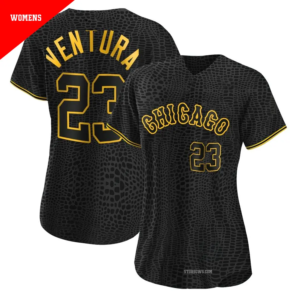 Women's ＃23 Robin Ventura Chicago White Sox Black Authentic Snake Skin City Jersey