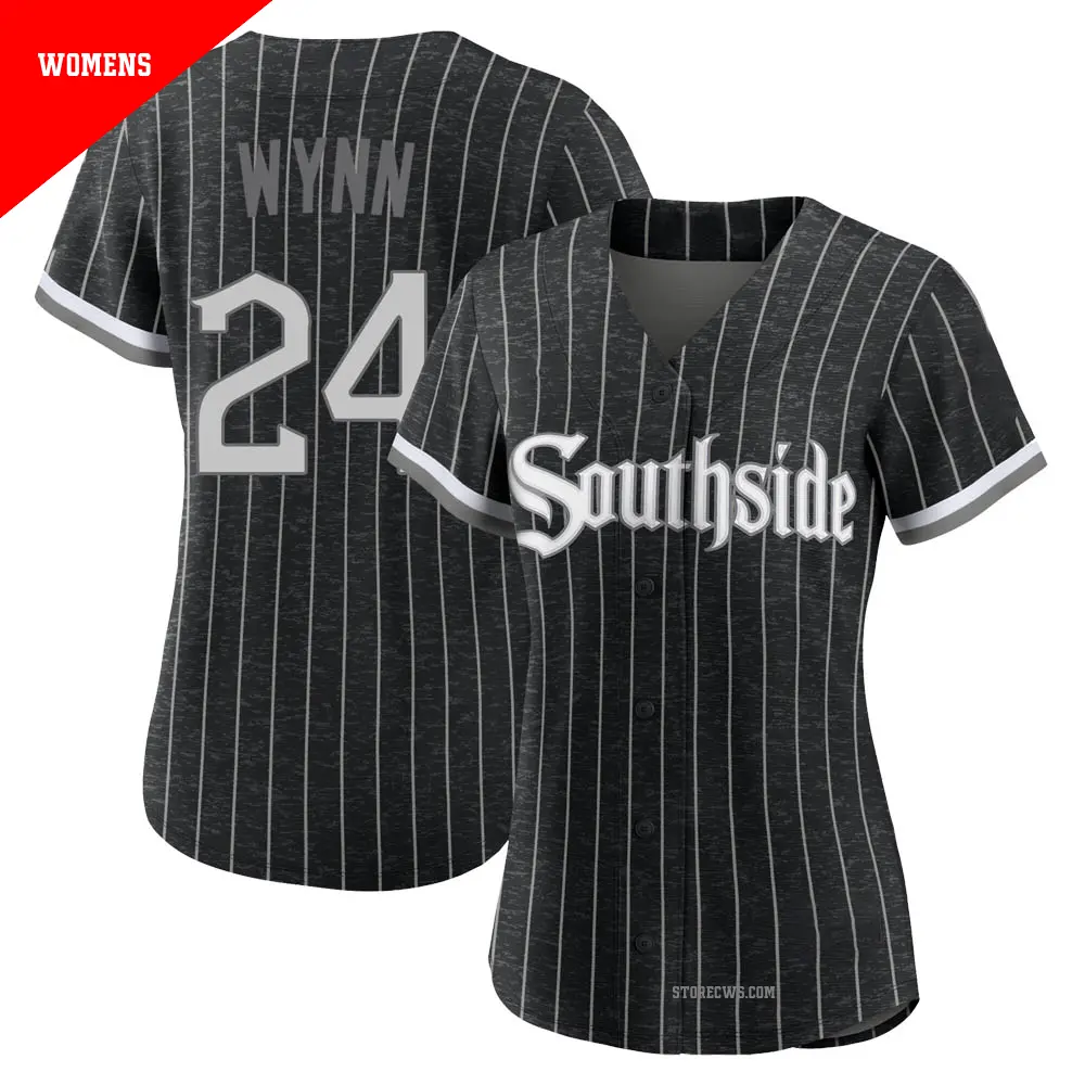 Women's ＃24 Early Wynn Chicago White Sox Black Authentic 2021 City Connect Jersey