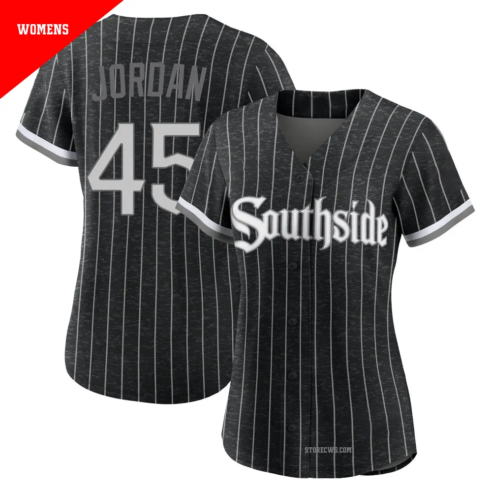 Women's ＃45 Michael Jordan Chicago White Sox Black Authentic 2021 City Connect Jersey