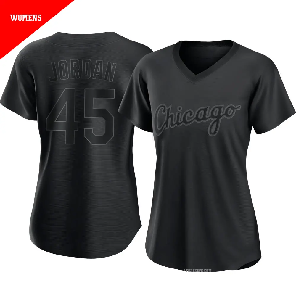 Women's ＃45 Michael Jordan Chicago White Sox Black Authentic Pitch Fashion Jersey