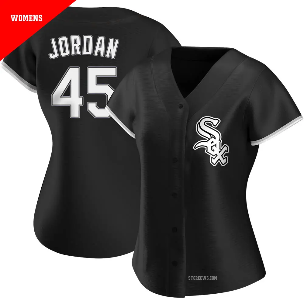 Women's ＃45 Michael Jordan Chicago White Sox Black Replica Alternate Jersey