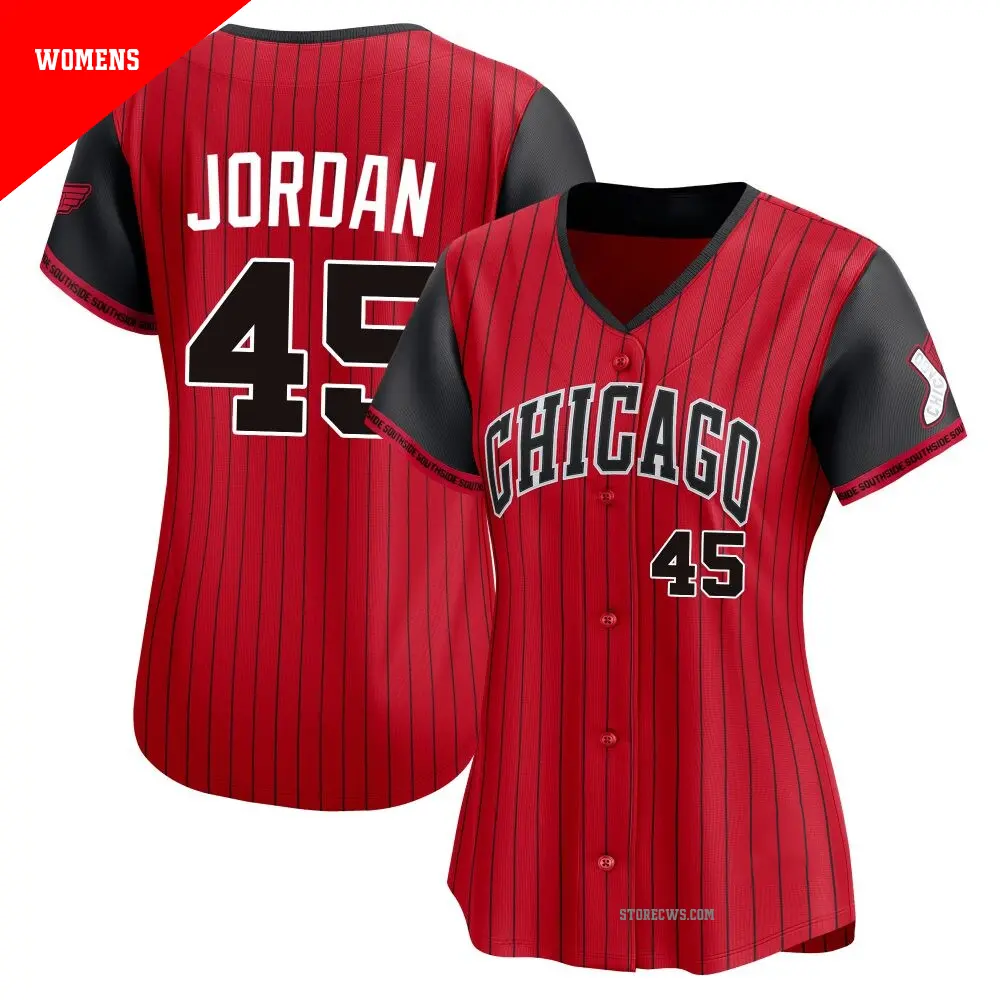 Women's ＃45 Michael Jordan Chicago White Sox Red/Black Limited 2025 City Connect Jersey