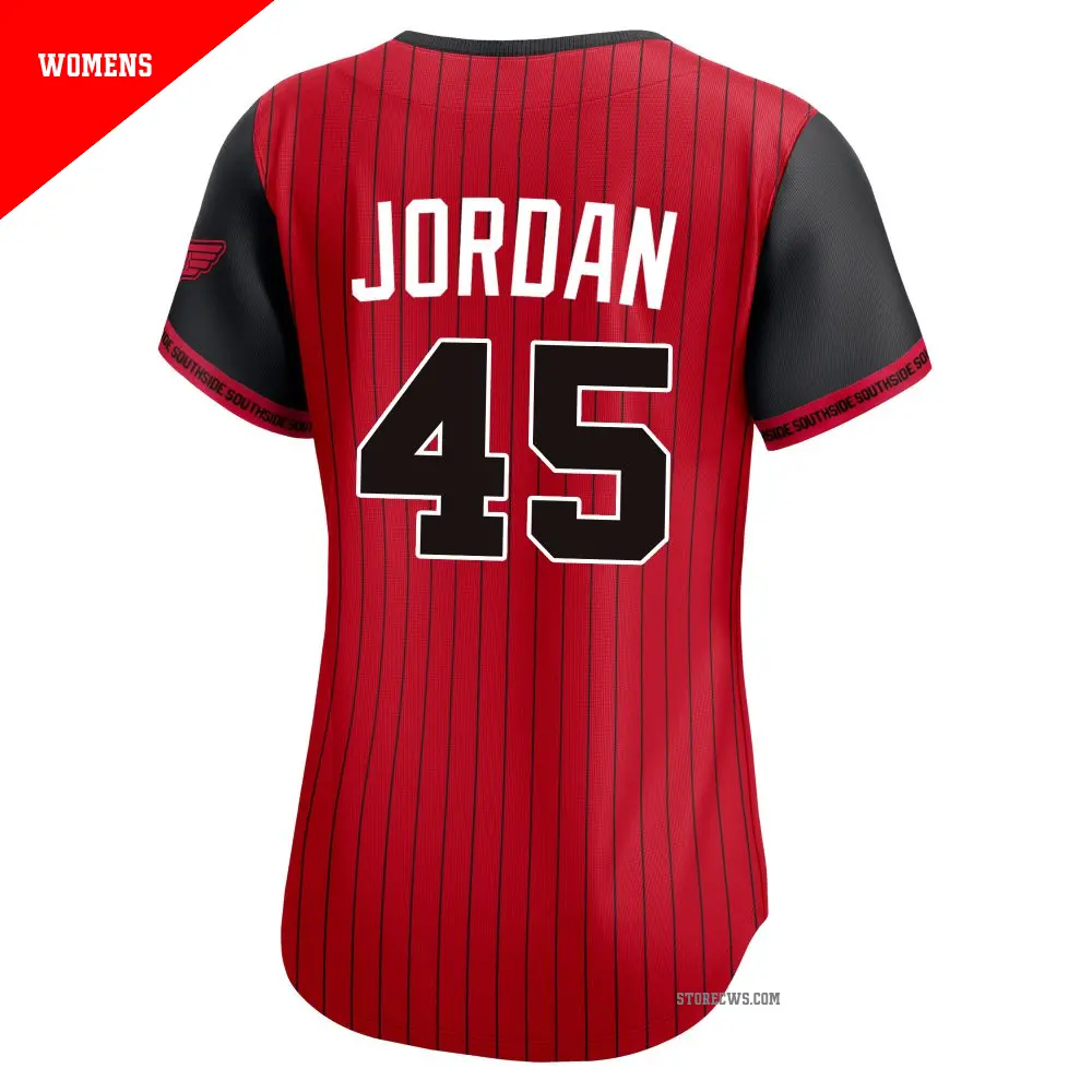 Women's #45 Michael Jordan Chicago White Sox Red/Black