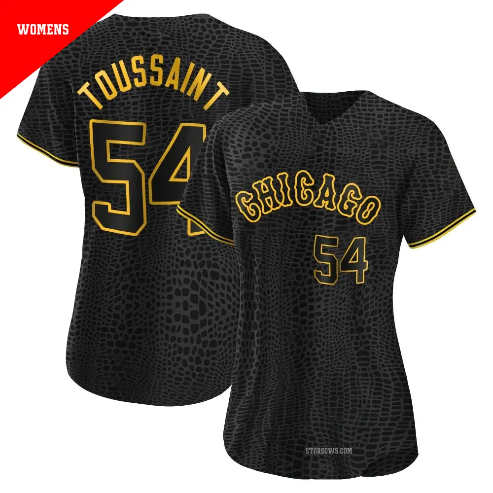 Women's ＃54 Touki Toussaint Chicago White Sox Black Replica Snake Skin City Jersey