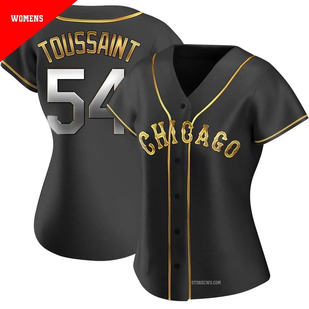 Women's ＃54 Touki Toussaint Chicago White Sox Gold Replica Black en Alternate Jersey