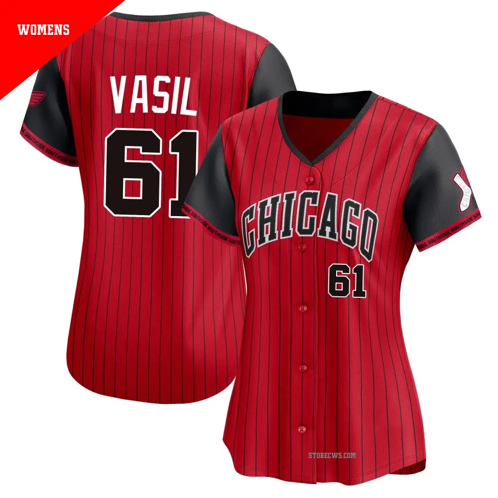 Women's ＃61 Mike Vasil Chicago White Sox Red/Black Limited 2025 City Connect Jersey