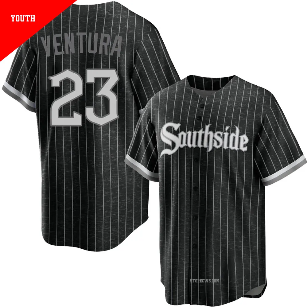 Youth ＃23 Robin Ventura Chicago White Sox Black Replica 2021 City Connect Jersey
