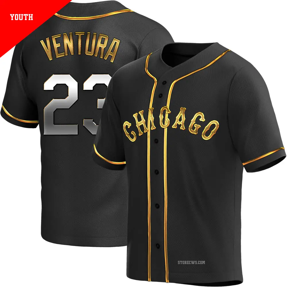 Youth ＃23 Robin Ventura Chicago White Sox Gold Replica Black en Alternate Jersey
