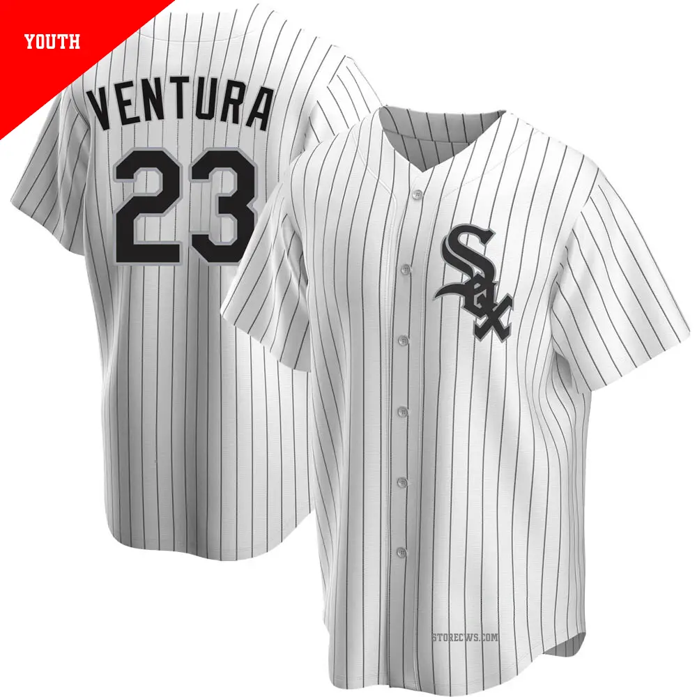 Youth ＃23 Robin Ventura Chicago White Sox White Replica Home Jersey