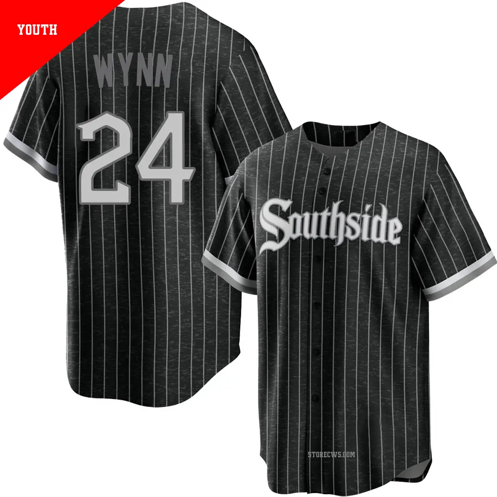 Youth ＃24 Early Wynn Chicago White Sox Black Replica 2021 City Connect Jersey