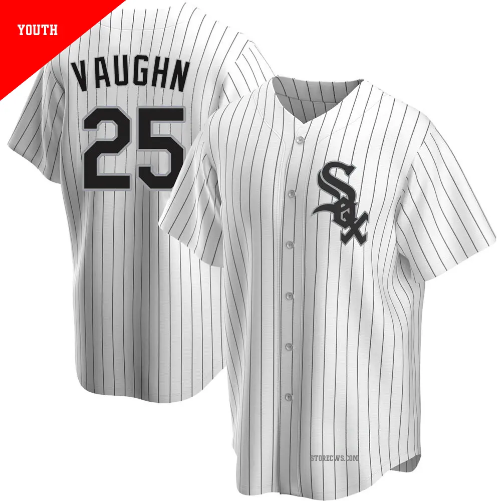 Youth ＃25 Andrew Vaughn Chicago White Sox White Replica Home Jersey