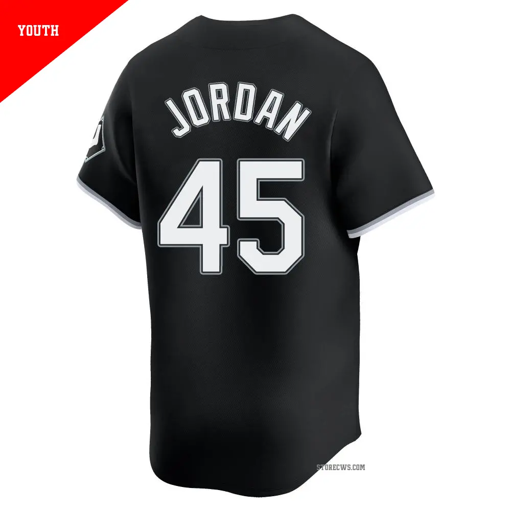 Youth #45 Michael Jordan Chicago White Sox Black Limited
