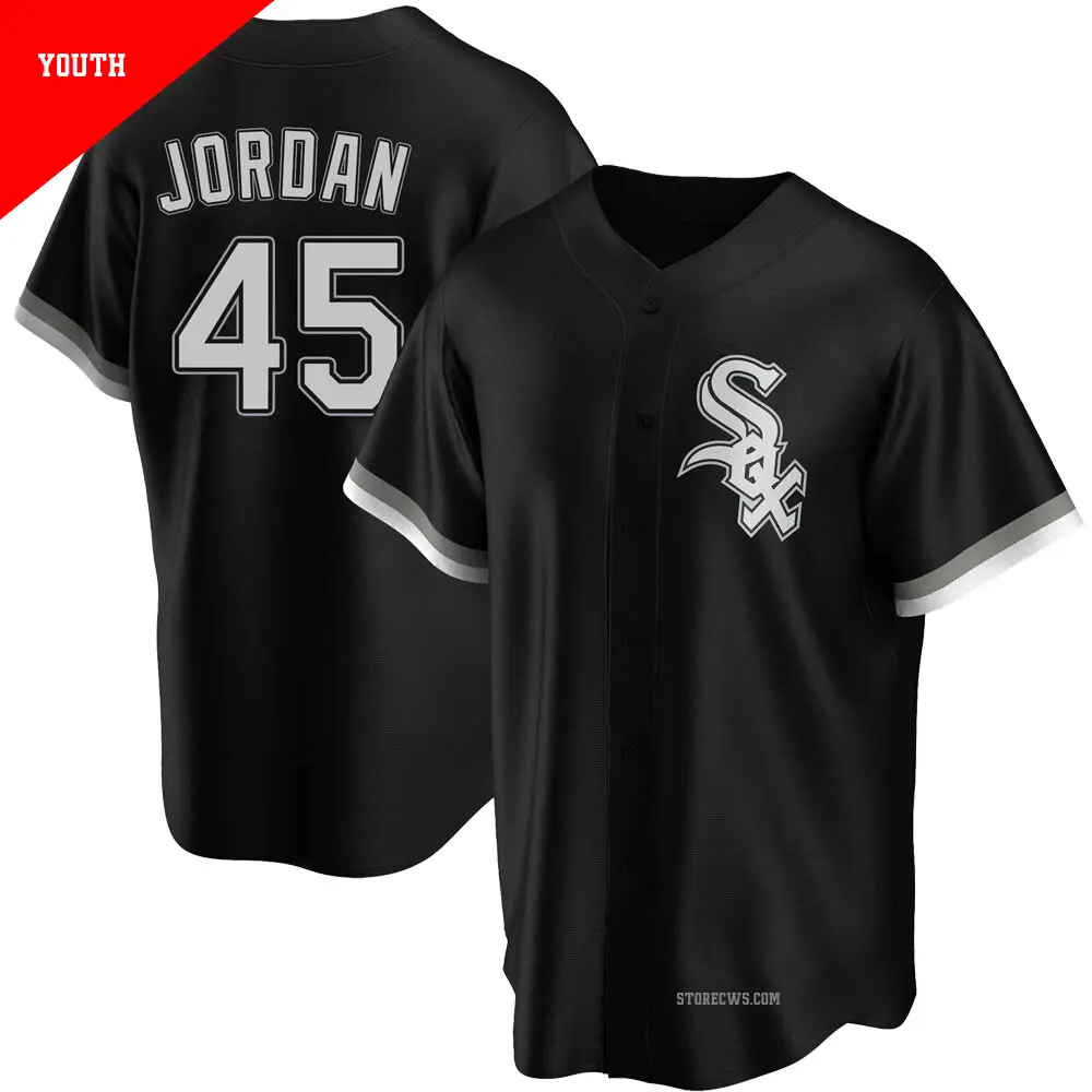 Youth ＃45 Michael Jordan Chicago White Sox Black Replica Alternate Jersey