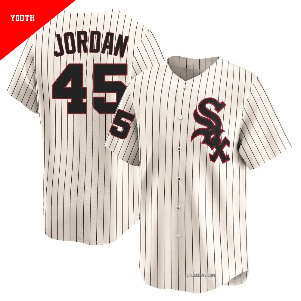 Youth ＃45 Michael Jordan Chicago White Sox Cream Limited Throwback Cooperstown Jersey