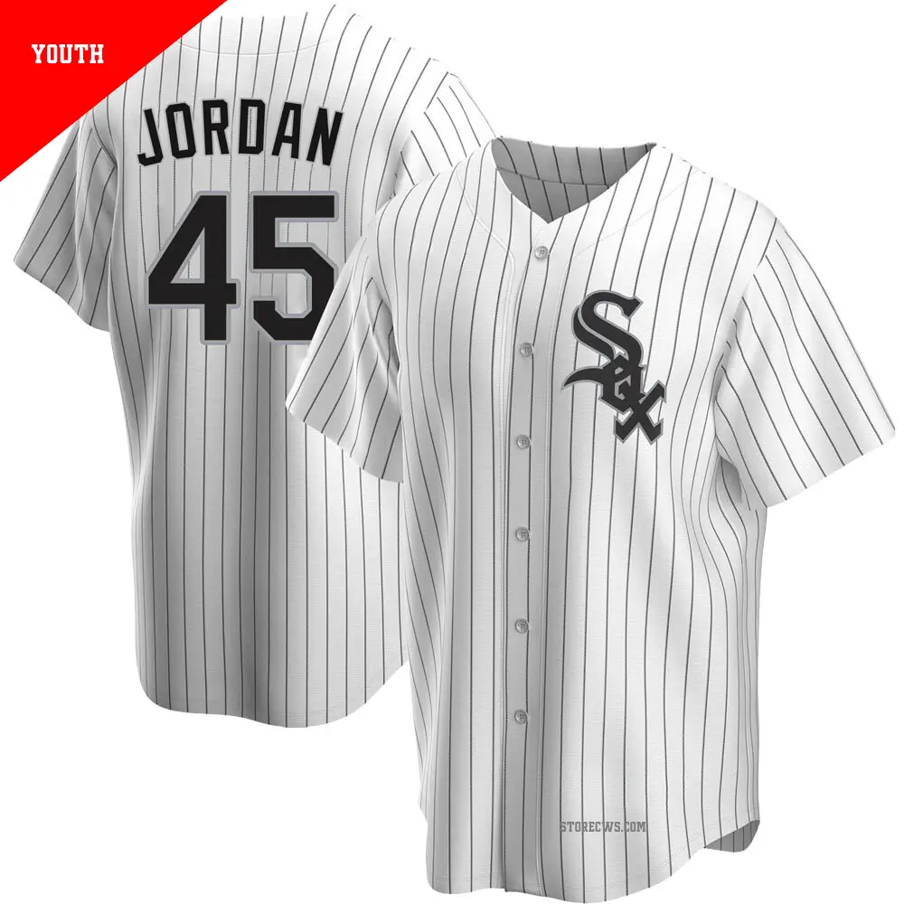 Youth ＃45 Michael Jordan Chicago White Sox White Replica Home Jersey