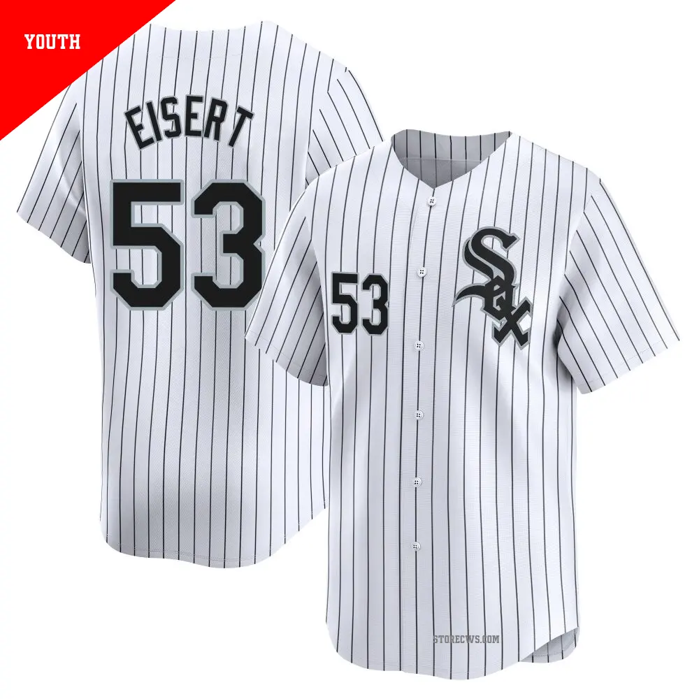 Youth ＃53 Brandon Eisert Chicago White Sox White Limited Home Jersey