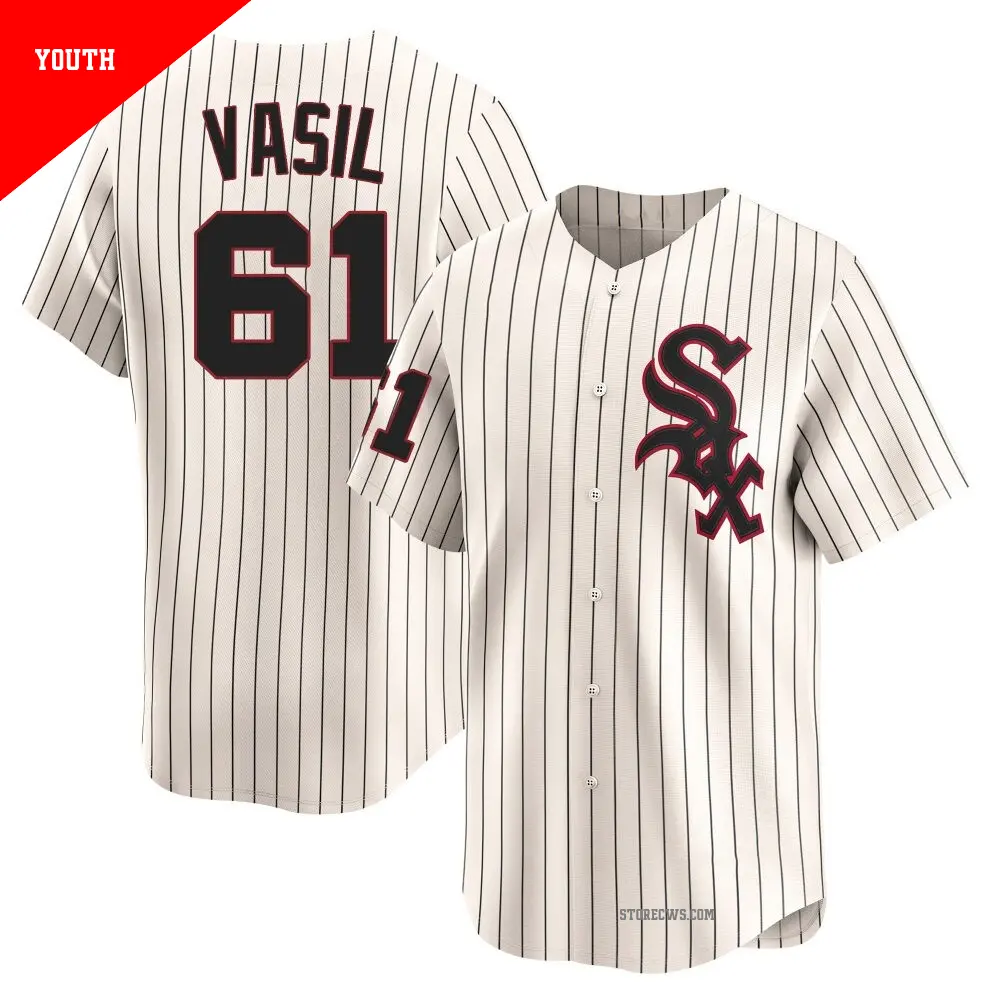Youth ＃61 Mike Vasil Chicago White Sox Cream Limited Throwback Cooperstown Jersey