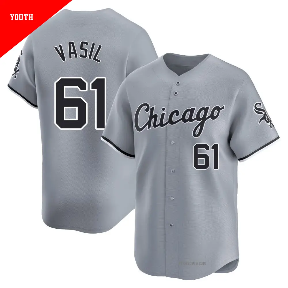 Youth ＃61 Mike Vasil Chicago White Sox Gray Limited Road Jersey